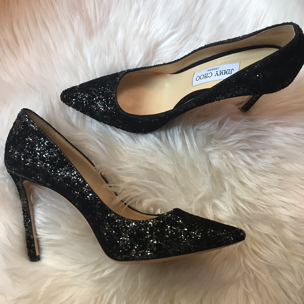 Jimmy Choo Romy 100mm Glitter velvet pump